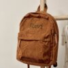 Rugzak met naam corduroy cognac
