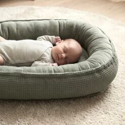 Babynestje wafel olijf groen met velours